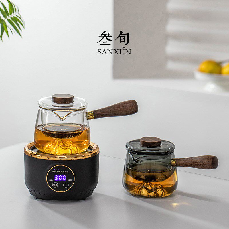 叁旬远山玻璃煮茶器家用小型电陶炉养生泡茶壶围炉煮茶壶恒温底座