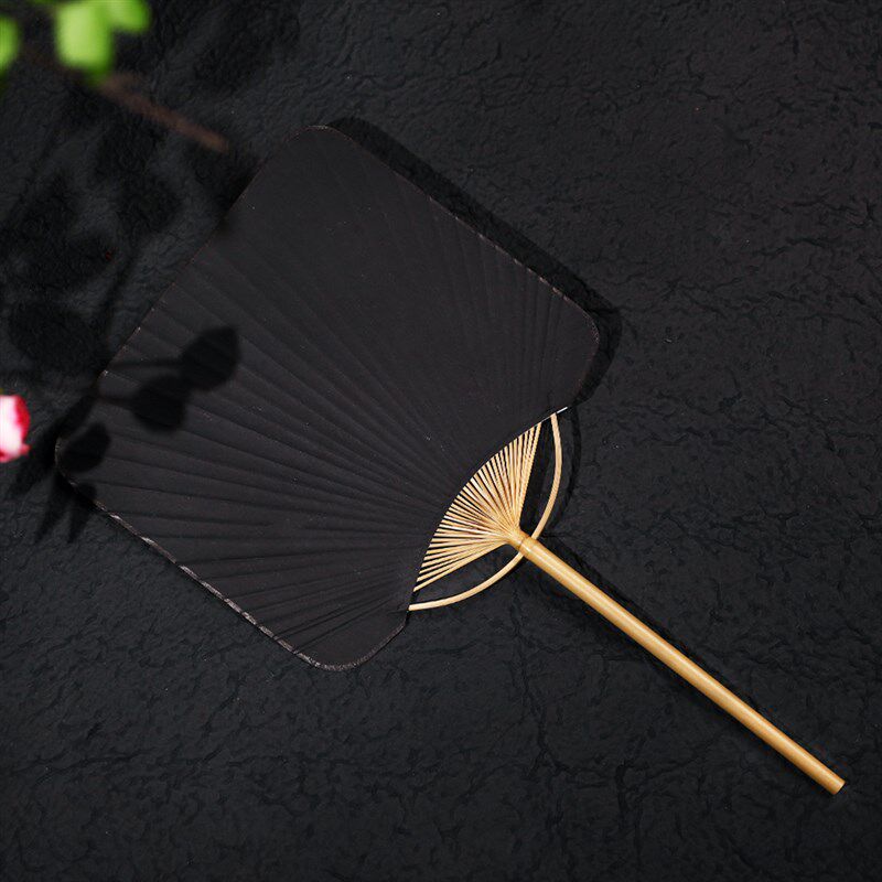 空白宣纸团扇日式中式古典宣纸蒲扇芭蕉扇手工书画扇子复古风黑色