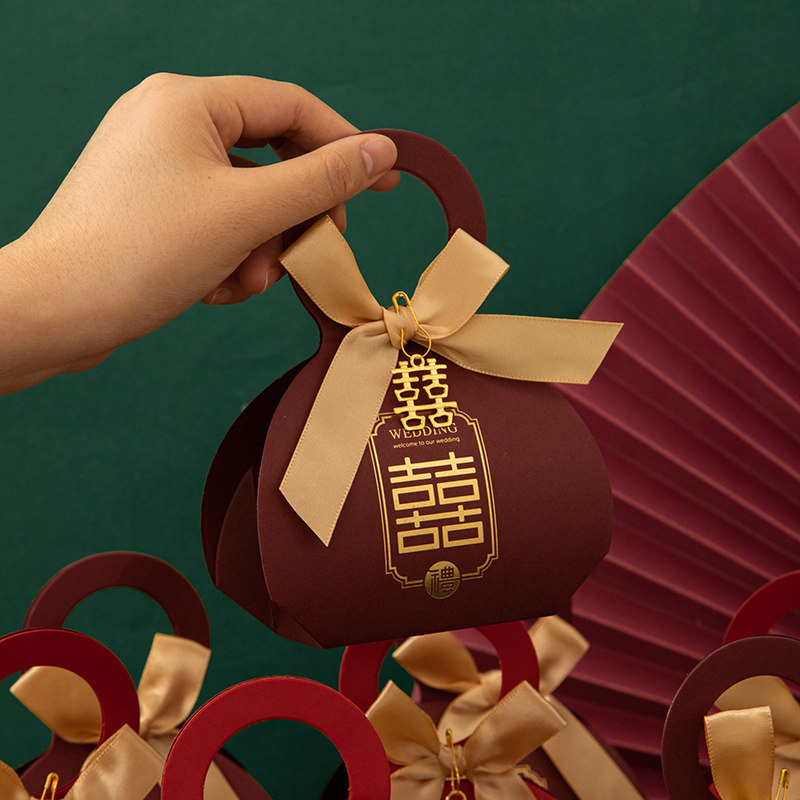 糖盒结婚喜糖盒中式婚礼伴手小礼盒空盒包装盒喜糖袋手提糖果盒子