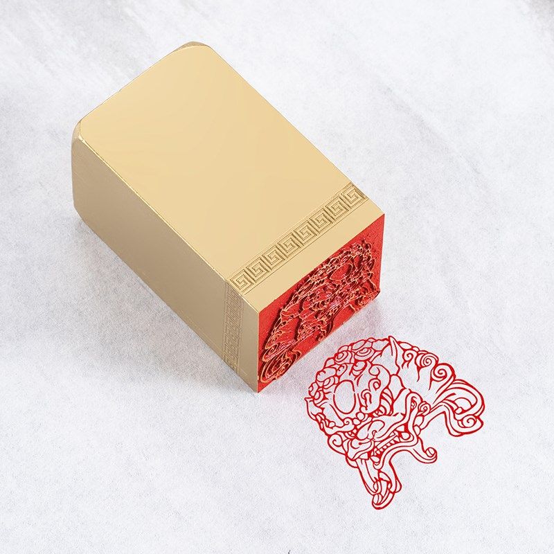 石狮3x3x5CM 金石篆刻铜制佛印闲章实心黄铜仿古金属铜书画印章