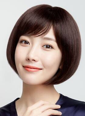 中老年短发假发女短发真发全真人发波波头妈妈自然圆脸全头套发套