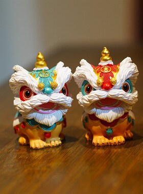 醒狮国潮新中式摆件招财茶宠汽车桌面装饰可爱家居饰品送礼文创