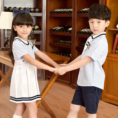 男女童装夏季小学生短袖班服校服套装六一儿童节演出服幼儿园园服