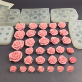 九连玫瑰花造型硅胶模具花朵DIY手工烘焙翻糖蛋糕模滴胶树脂模具