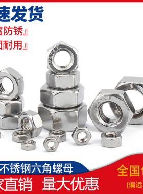 304不锈钢细牙螺母反牙六角螺帽左旋螺丝帽M6M8M10M12M14M16-M20