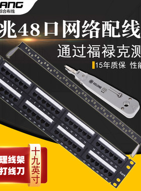 CAT6六类48口网络配线架48口机柜6类48口网线配线架模块理线器