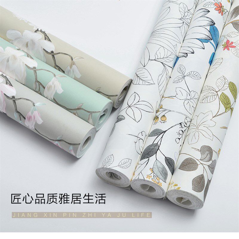 刷水贴自粘墙纸环保加厚家用卧室客厅房间无纺布自贴壁纸简约素色