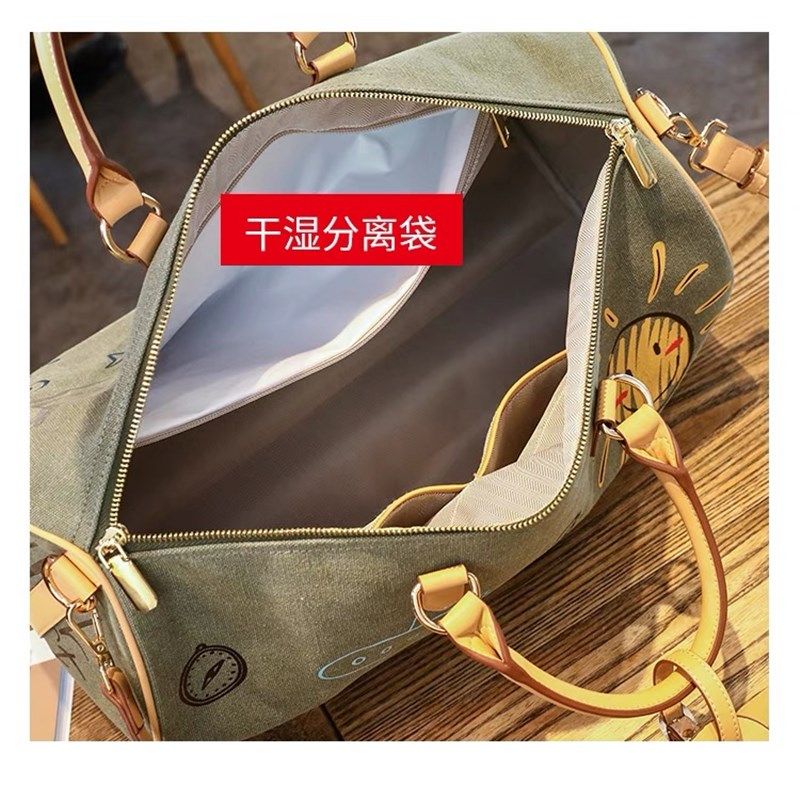 战争与和平涂鸦帆布手提包短途旅行包大容量行李袋干湿分离健身包