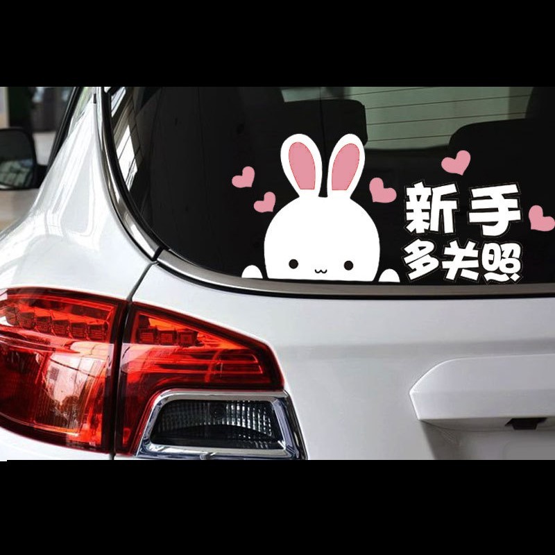 实习女司机贴纸新手上路车贴创意文字请多关照搞笑警示提示反光贴