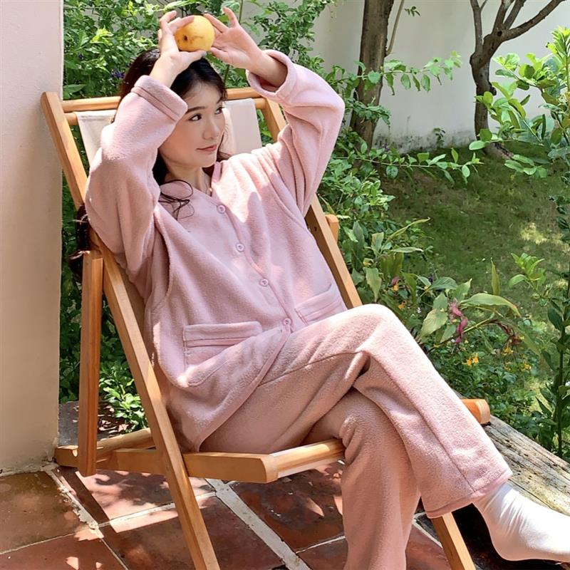 秋冬暖绒月子服产后哺乳保暖套装孕妇待产住院服加厚怀孕期家居服