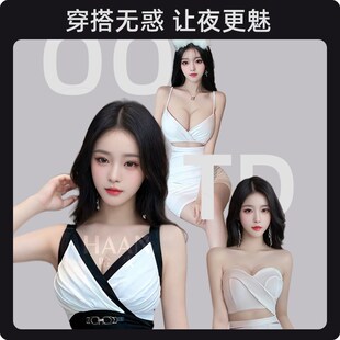 白色内衣女小胸聚拢加厚抹胸女内搭无肩带文胸定型挺拔无带胸罩衣