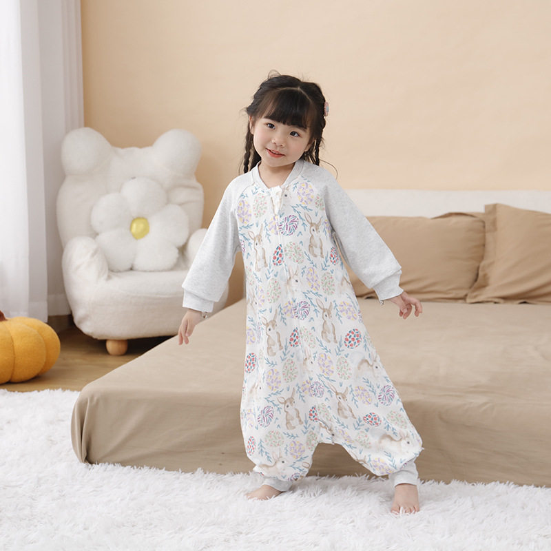 婴幼儿睡袋竹棉纱布春秋季冬款宝宝分腿长袖睡衣空调房儿童防踢被