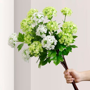 三头香雪球清新木绣球长枝仿真花干花客厅花艺摆件婚庆摆设装饰品