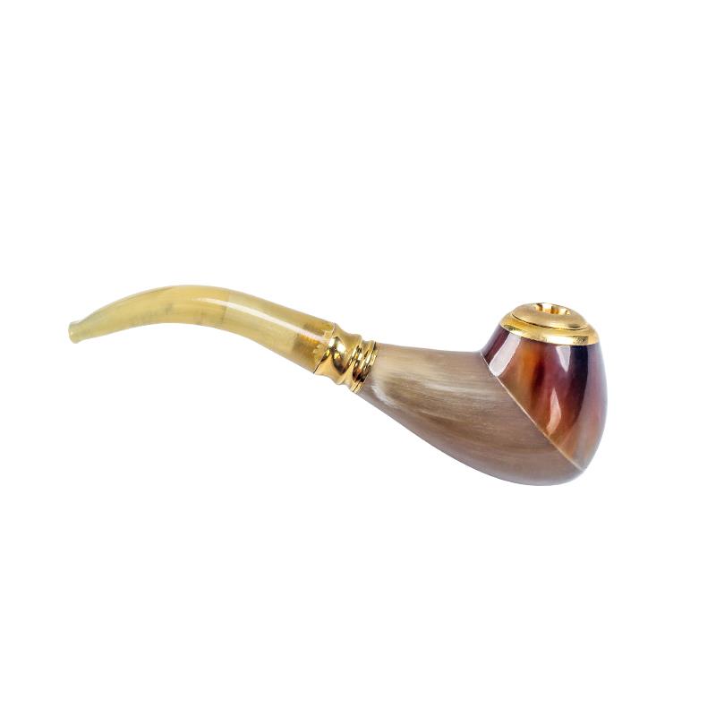 天然牛角烟斗粗细香烟烟丝三用型过滤嘴男士烟嘴便携式牛角小烟斗