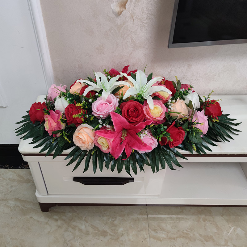仿真花会议桌花摆花装饰花办公室摆件塑料花卉演讲台花长形假花