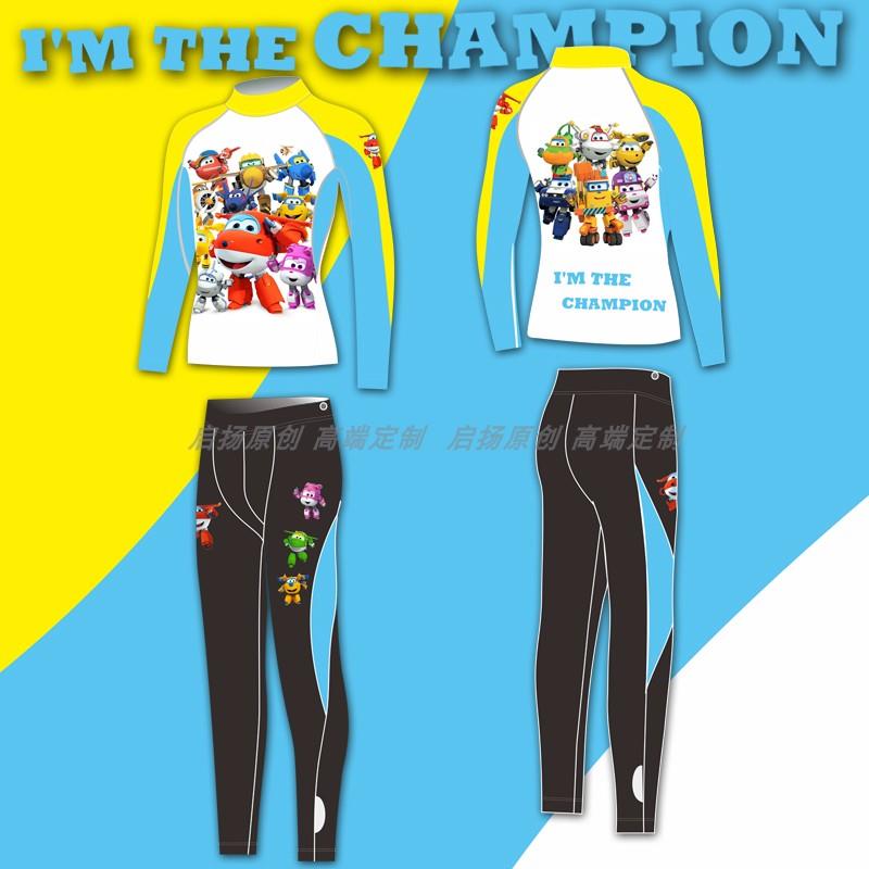 品牌速干男女孩儿童平衡车长短袖骑行服赛车服竞速修身套头速干