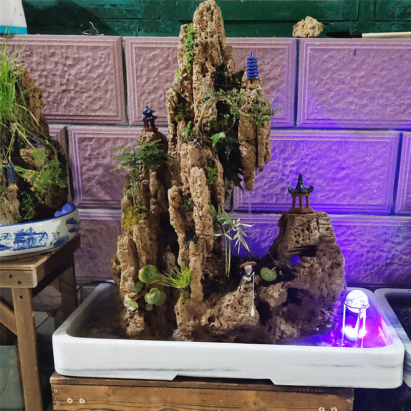 天然大理石汉白玉盆景盆假山盆上水石托盘长方椭圆大号吸水石花盆