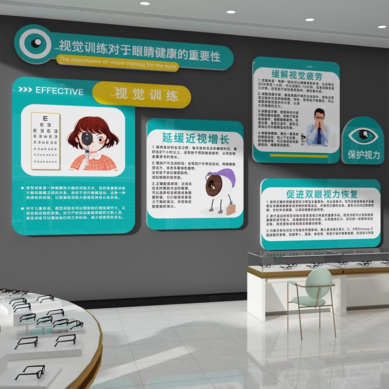 眼镜店墙面装饰视力验光室挂画宣传广告海报科普中心形象背景贴纸
