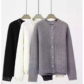 3.9 王福贵定制～圆领钻石纽扣宽松开衫 钻石开衫