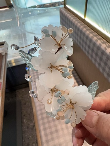 剧本杀旧梦沈瑶伴手礼古风玉兰花侧边夹汉服超仙琉璃配饰礼物