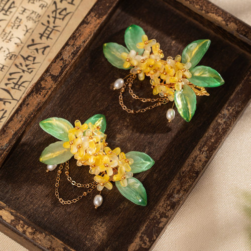 流芳同款桂花发饰方圆杨玉笙伴手礼簪娘古风琉璃桂花流苏发夹汉服