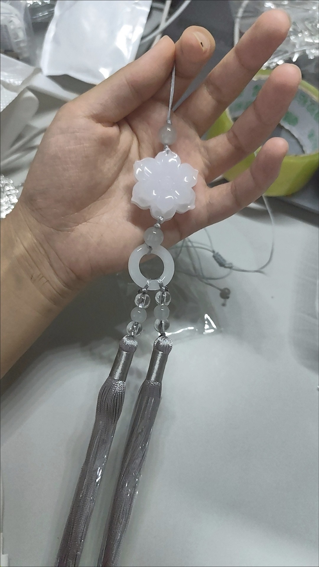 剧本杀为鱼谢连壁伴手礼手工古风玉佩六瓣花琉璃环双流苏腰佩