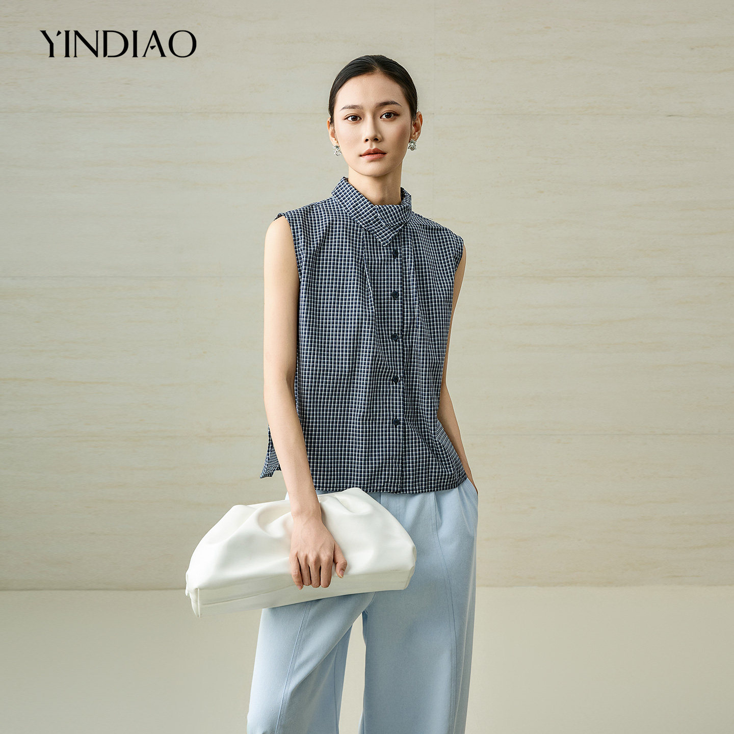 YINDIAO引调简约通勤格子衬衫