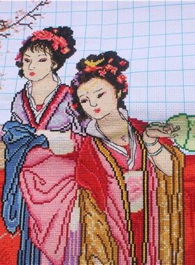 纯手工十字绣成品琴棋书画十二金钗红楼梦红楼群芳客厅画已绣好的