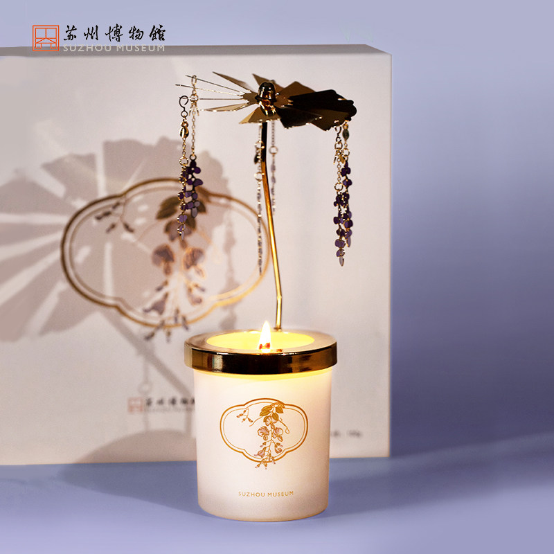苏州博物馆 一隅芬芳旋转烛台套装走马灯浪漫摆件蜡烛台香薰礼盒