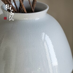 天青色陶瓷花瓶水培鲜花插花花瓶客厅摆件简约装饰百合花帝王花瓶