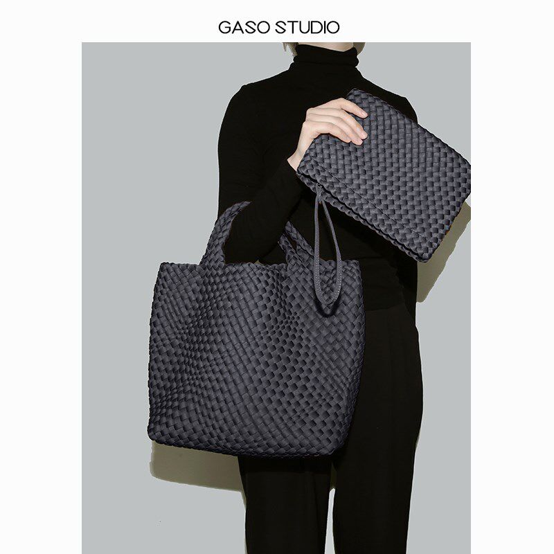 【光夏GASO】法式手工编织托特包女大容量电脑包手提帆布包子母包