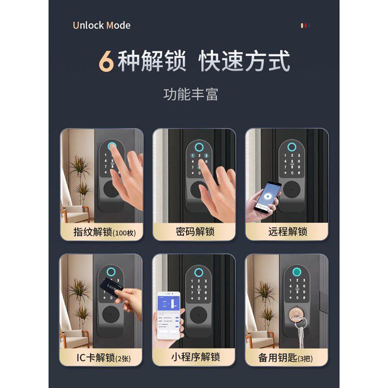 铁门智能锁牛头指纹锁家用防水防盗门密码锁老式门智能门锁包安装