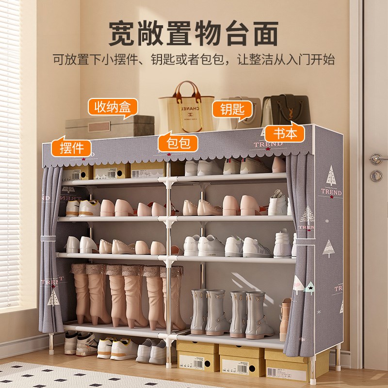 简易鞋柜家用门口多层防尘鞋架出租房用鞋子收纳经济型钢架鞋架