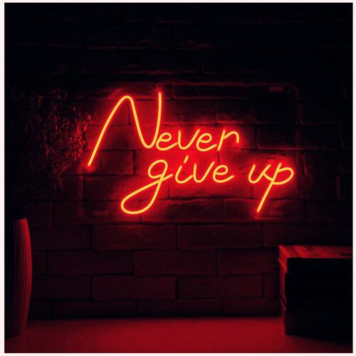 霓虹灯LED英文字母Never give up勉励装饰亚克力背板永不放弃发光