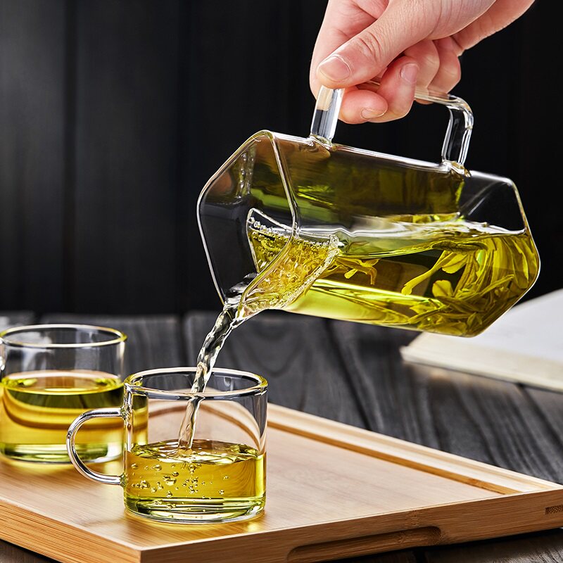 玻璃泡茶壶绿茶泡茶器一体过滤公道杯月牙分茶杯耐热红茶茶具套装