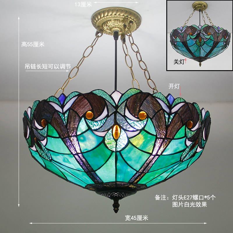 蒂凡尼吊灯简欧玻璃蒙古包吊灯餐厅书房卧室过道走廊别墅反吊灯具