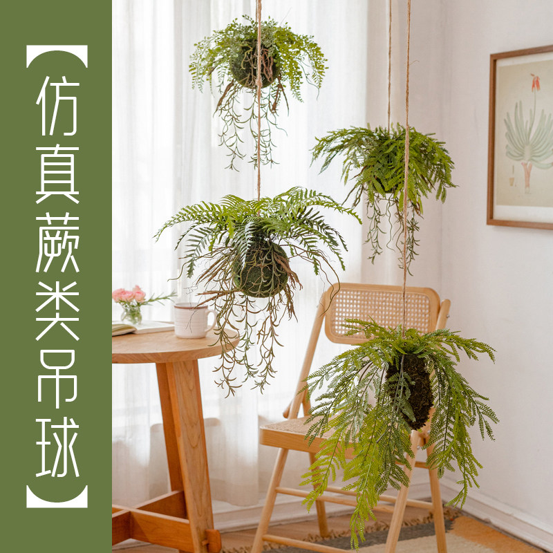 仿真蕨类垂吊悬挂植物吊球吊饰空中挂饰森系花艺壁挂橱窗室内装饰