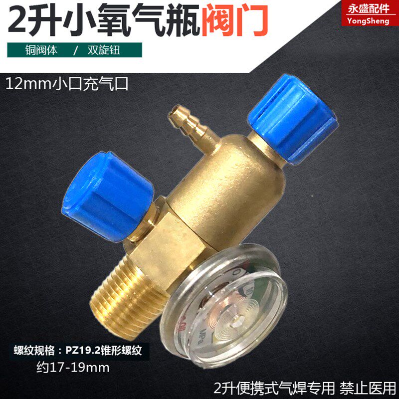 2L小氧气瓶阀门 2升氧气表小氧焊/压力表 回火阀便携式焊具配件