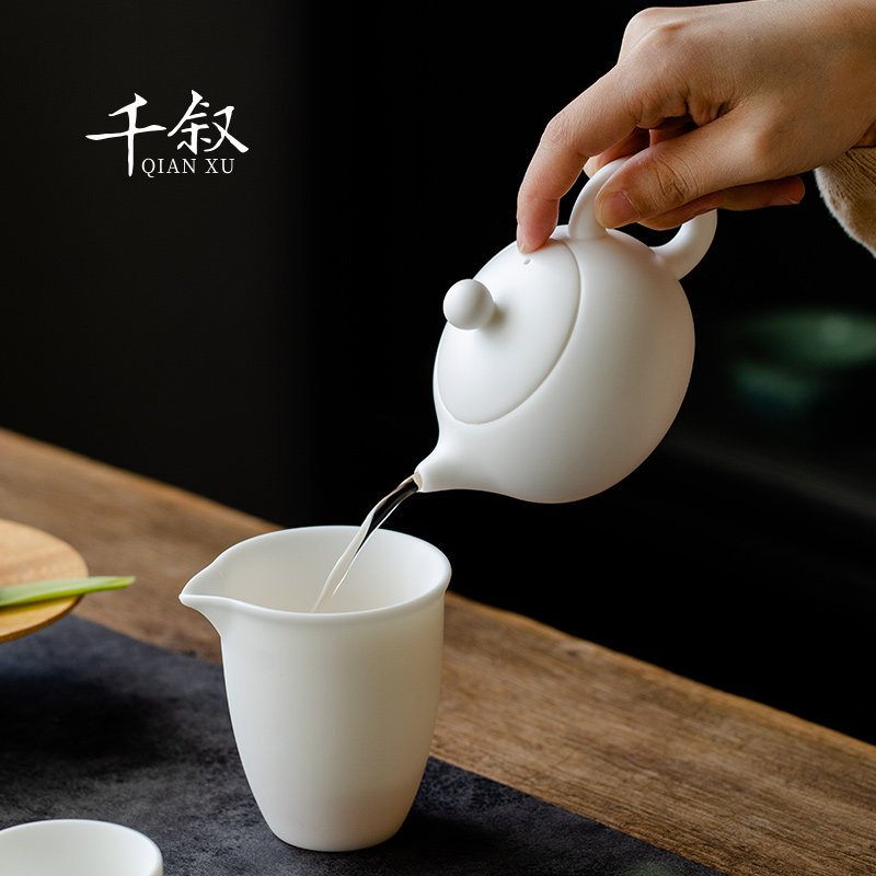 素烧羊脂玉瓷茶壶单壶白瓷西施壶单个小号家用陶瓷泡茶壶功夫茶具