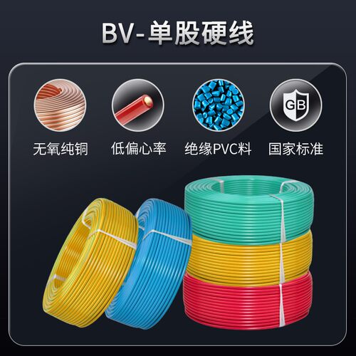 国标纯铜BV电线单股1.5/2.5/4/6/10平方家用单芯铜线铜芯硬线电缆