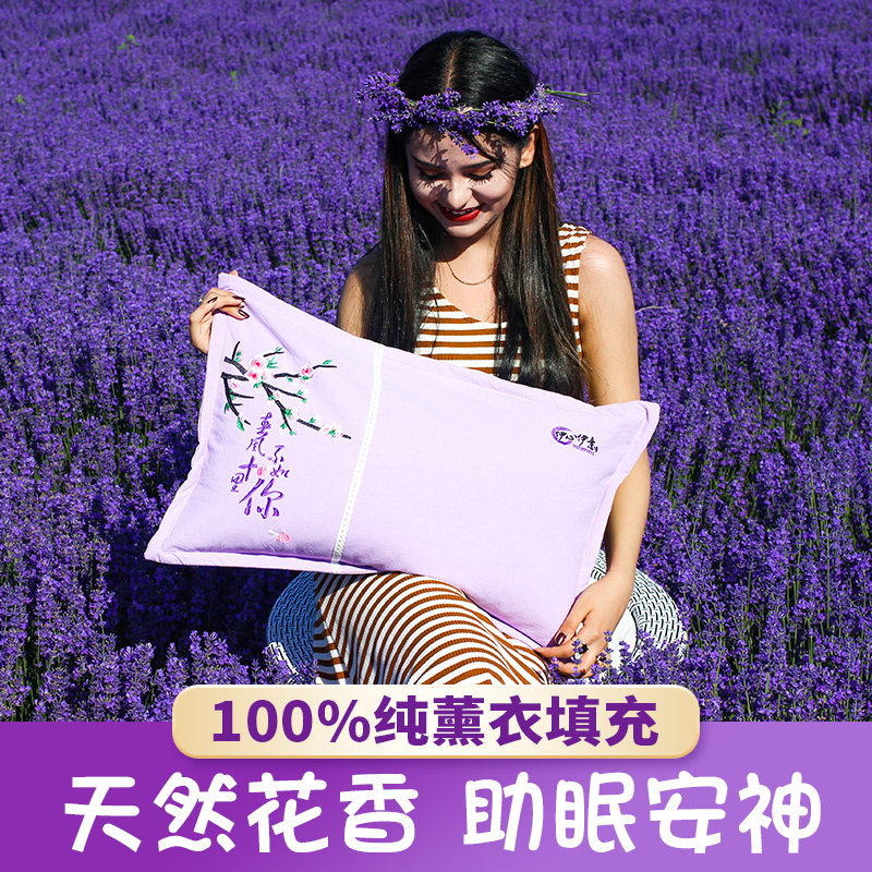 新疆伊犁纯薰衣草枕头全熏衣草助睡眠安神花草香枕芯单人保健枕头