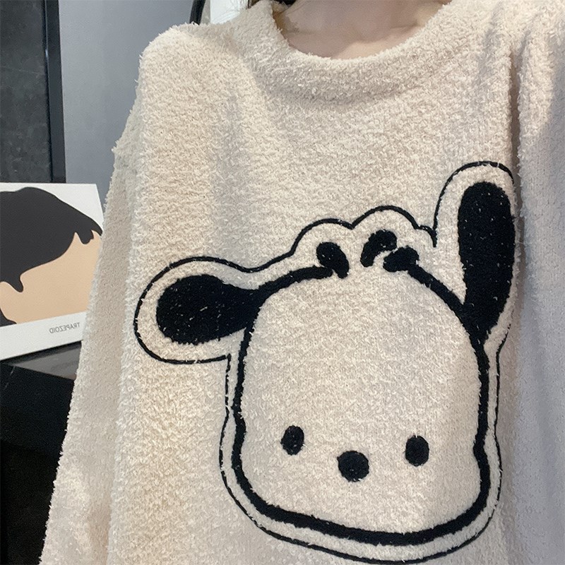 软绵绵睡衣女秋冬季加厚保暖珊瑚绒条纹甜美小狗高级感家居服套装