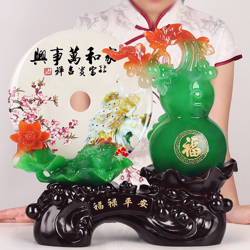 福禄平安扣树脂葫芦饰品摆件客厅玄关装饰品乔迁新居礼品搬家礼物