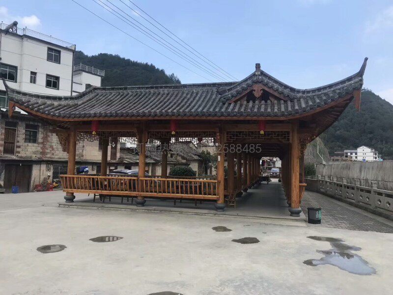 厂家直销菠萝格小木屋防腐木古建凉亭实木户外水榭长廊亭子樟子松