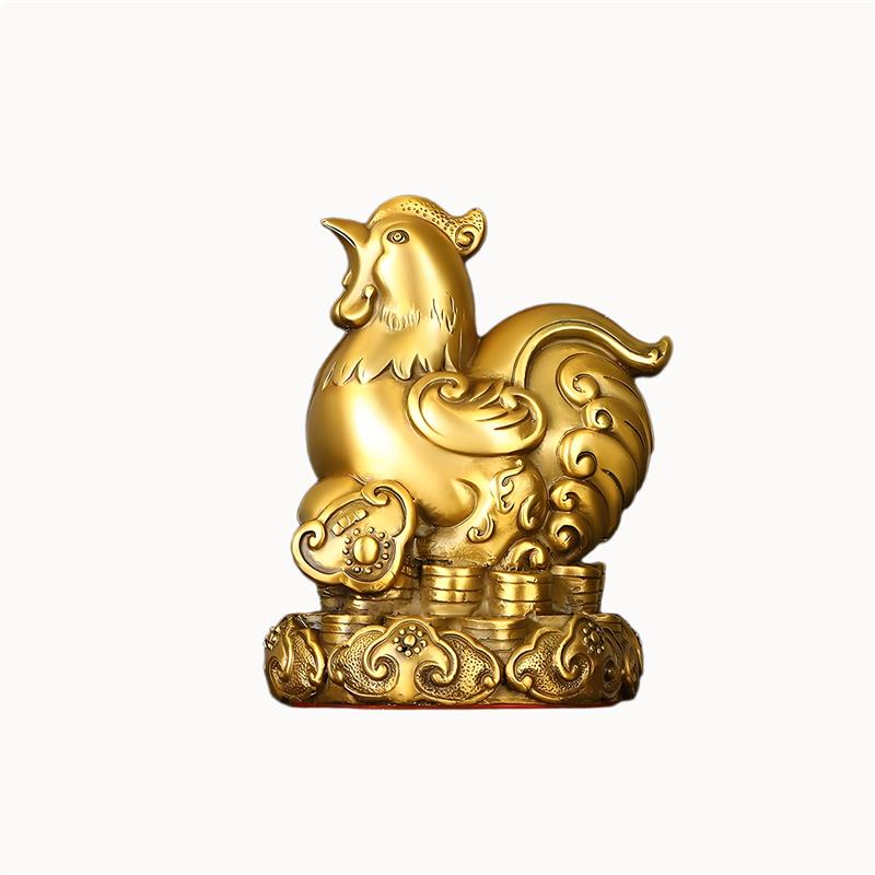 黄铜如意鸡摆件十二生肖酉鸡福鸡大公鸡开戌库吉祥物天干戊己财位