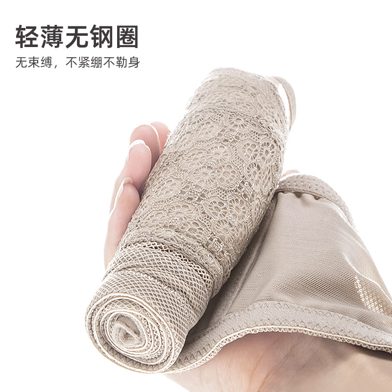 内衣女大胸显小薄款文胸无钢圈聚拢型防下垂缩胸大码bra超薄胸罩