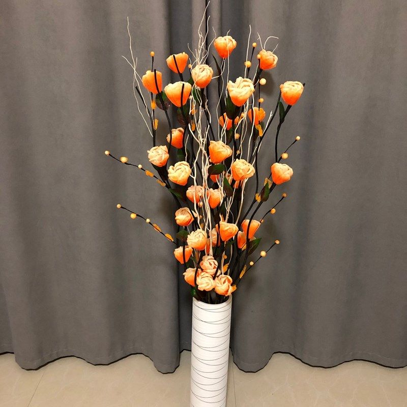 新款叶脉花干花落地花 客厅玄关装饰花假花大牡丹仿真 富贵永生花