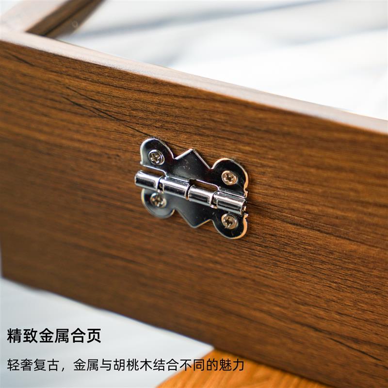 4位手表收纳盒黑胡桃纹木质表盒 机械腕表展示手串盒轻奢礼品盒子