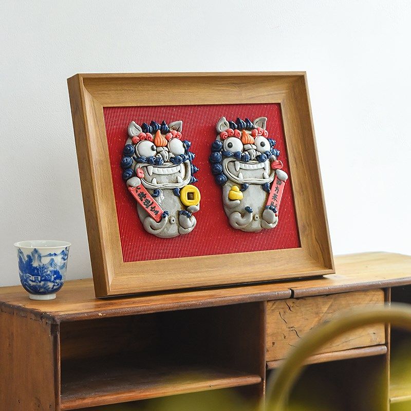 新中式立体貔貅装饰画挂画厨房客厅办公室装饰桌面陶瓷摆件定制