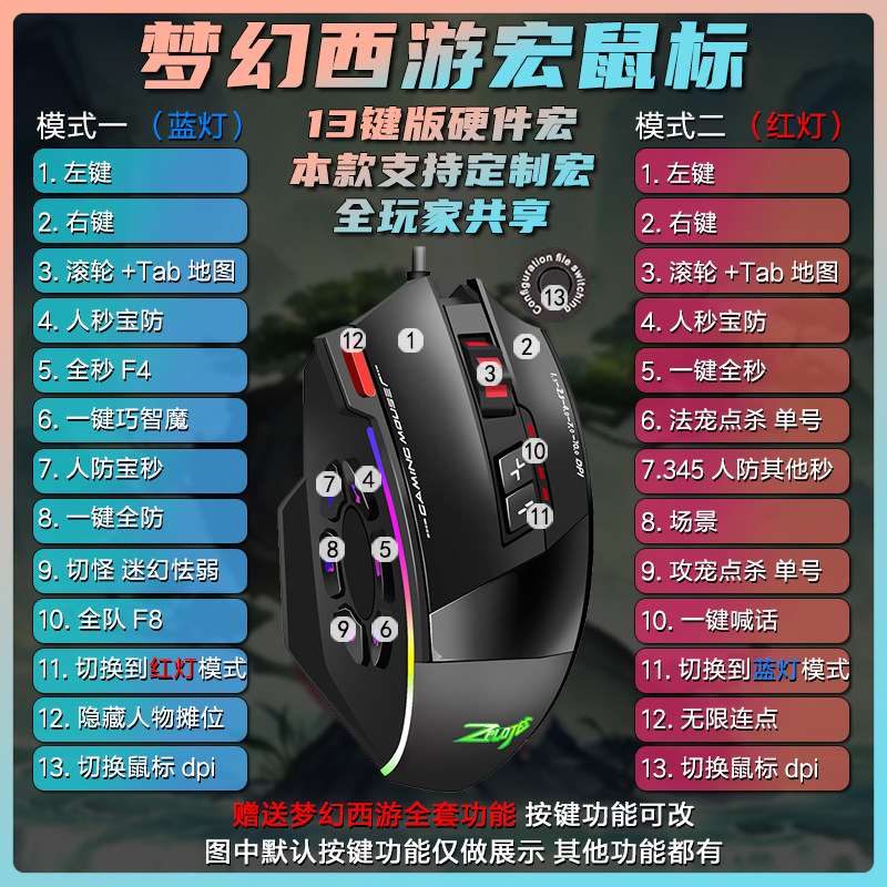 梦幻西游鼠标宏五开十开连点自动喊话器键盘快捷键硬件宏新区排队